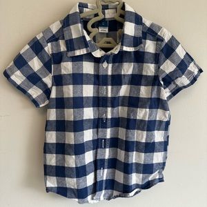 Boys collared gingham button down t shirt
